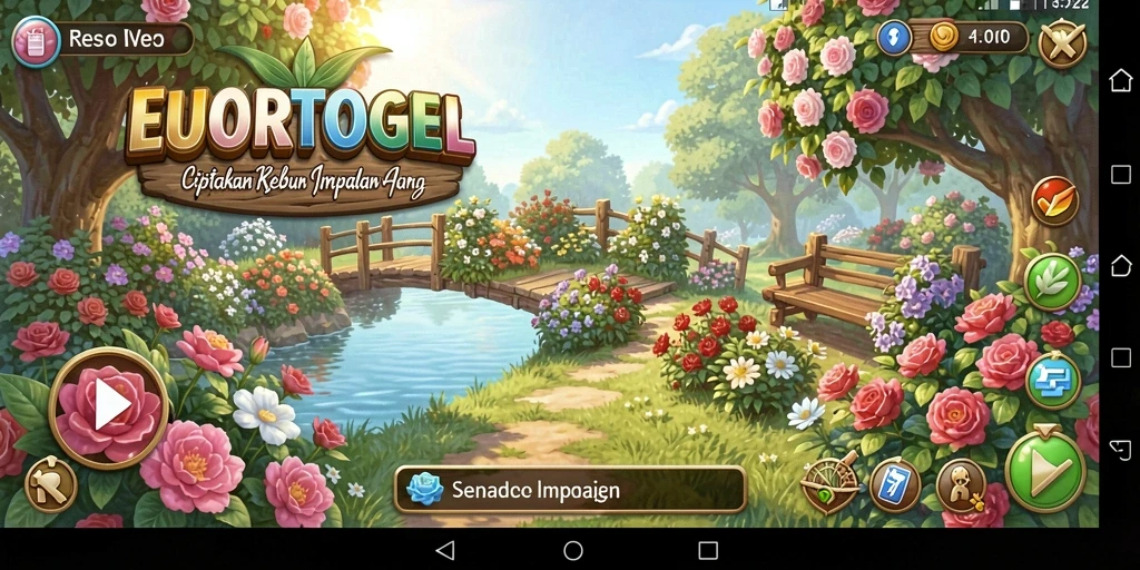 Tampilan gameplay EUROTOGEL yang menampilkan kebun yang subur.