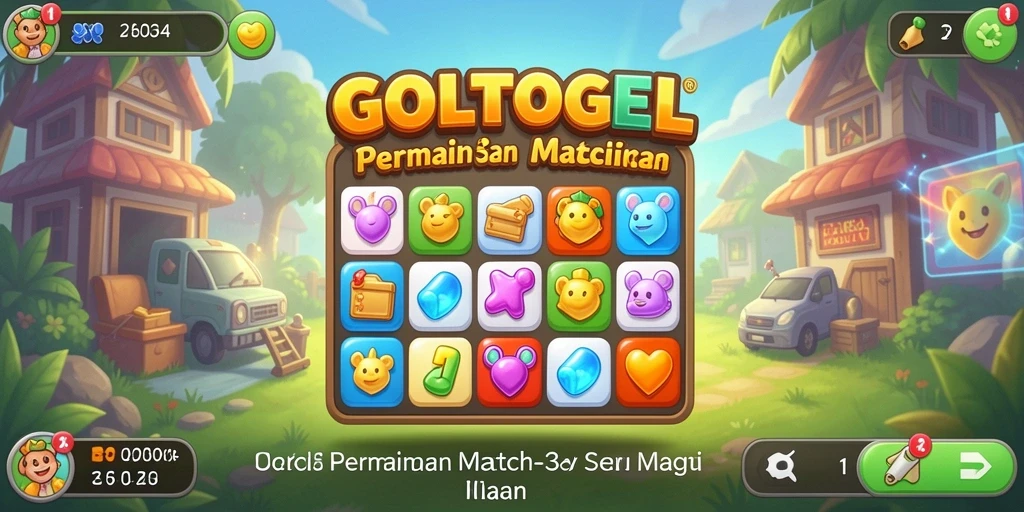 Tangkapan layar utama GOLTOGEL yang menunjukkan gameplay Match-3 yang seru.