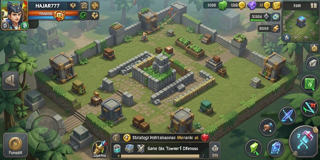Tampilan menarik dari gameplay Tower Defense di HAJAR777.