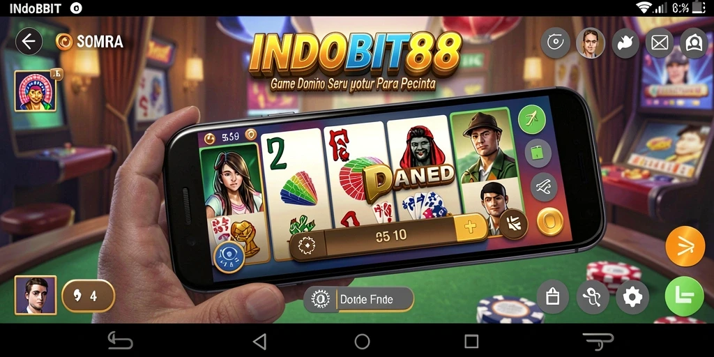 Tampilan gameplay menarik dari <strong>INDOBIT88</strong> yang penuh dengan aksi Domino.