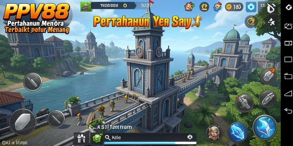 Tampilan gameplay PPV88 dengan menara pertahanan yang strategis.