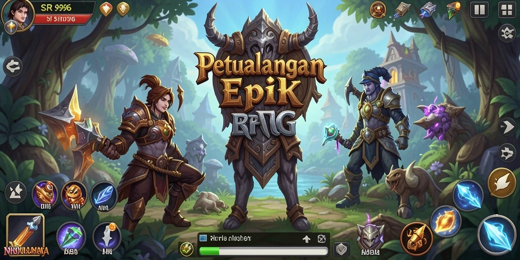 Screenshot SR996 menampilkan pertempuran epik di dunia RPG yang menakjubkan.